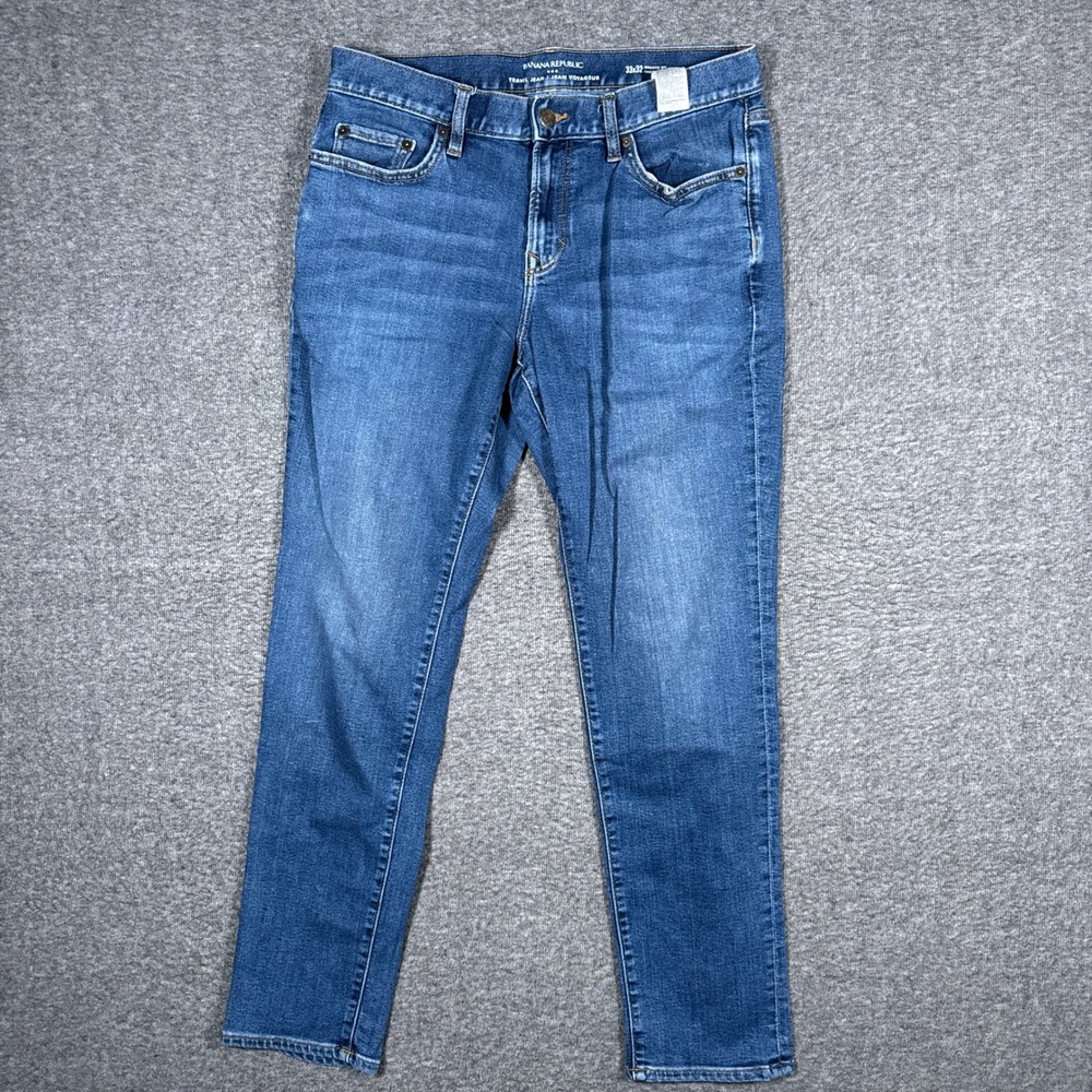 Banana Republic Travel Jeans Mens 33x32 Blue Athletic Fit Stretch Denim